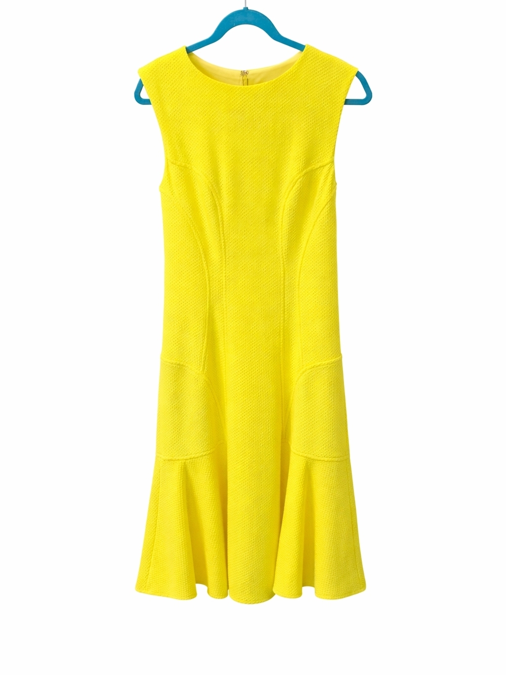 Betsey Johnson Yellow Fit & Flare Dress Size 6 Textured Sleeveless